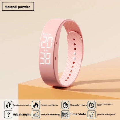 Waterproof Kids LED Digital Alarm Clock Watch Swimming Silent Vibration Smart Bracelet Sports Fitness Student Step Counter