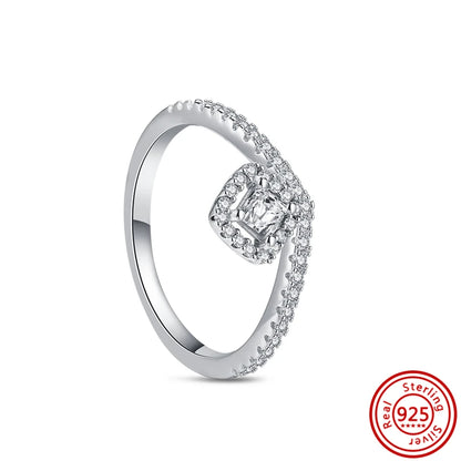 New 925 Sterling Silver Shiny Classic Square Crown Heart-shaped Ring Exquisite Luxury Charm Jewelry Holiday Surprise Gifts