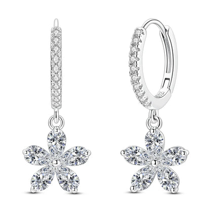 Original 925 Sterling Silver Hoop Earrings Women's Fashion Jewelry Butterfly Iris Lily of the Valley Tulip Flower Luxury Earring