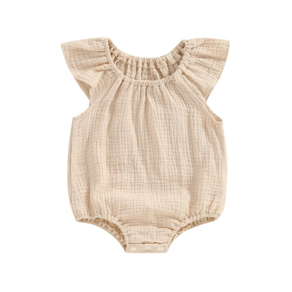 Citgeett Summer Infant Baby Girls Bodysuit Sleeveless Off Shoulder Solid Casual Daily Jumpsuit Clothes