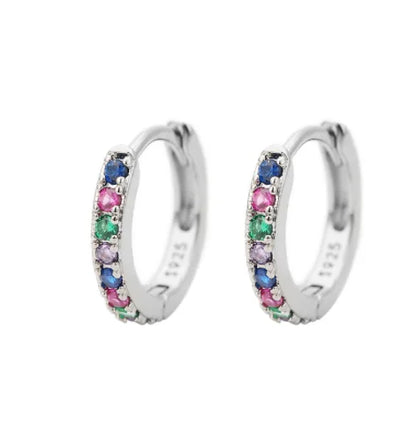 2Pcs Rainbow Little Huggies Stainless Steel Hoop Earrings Girl Tiny Rings Cartilage Small Helix Piercing Tragus Circle Men Hoops