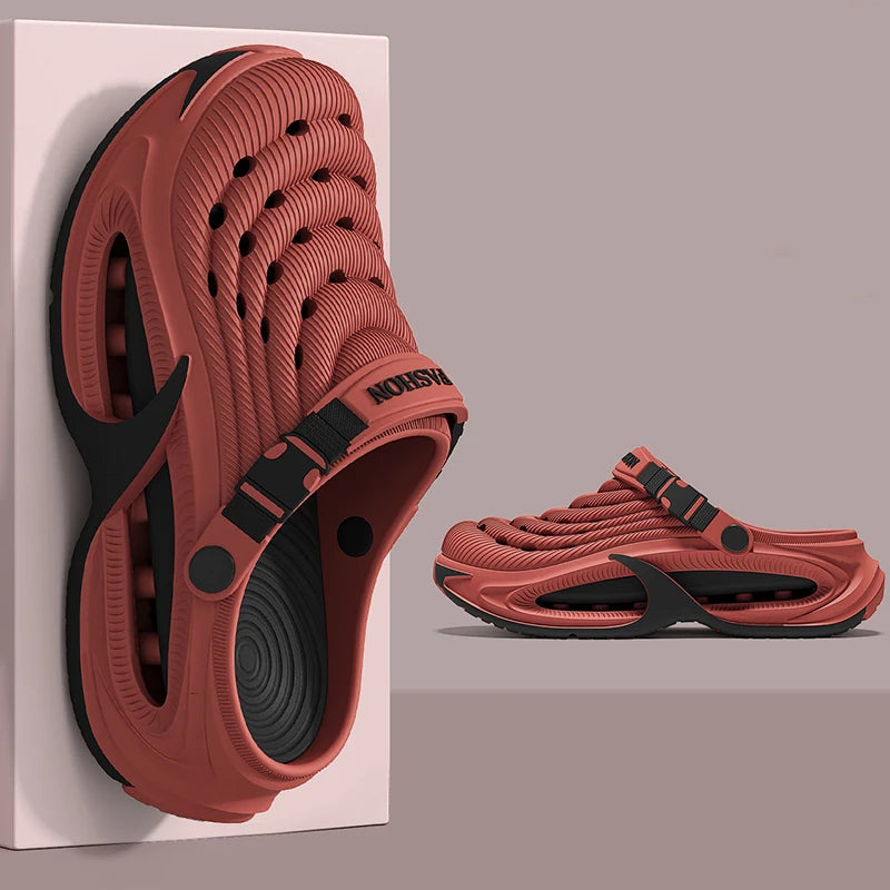 Fashion Hollow Out Thick Bottom Sports Sandals Men Eva Soft Sole Summer Clogs Sandals Men Non Slip Outdoor Driving Beach Sandles