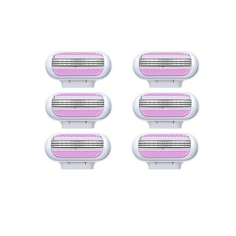 Women Razor 1 Handle 3 Cartridges Stainless Steel Blade Rubber Handle Reusable Body Hair Remove Razor Blade