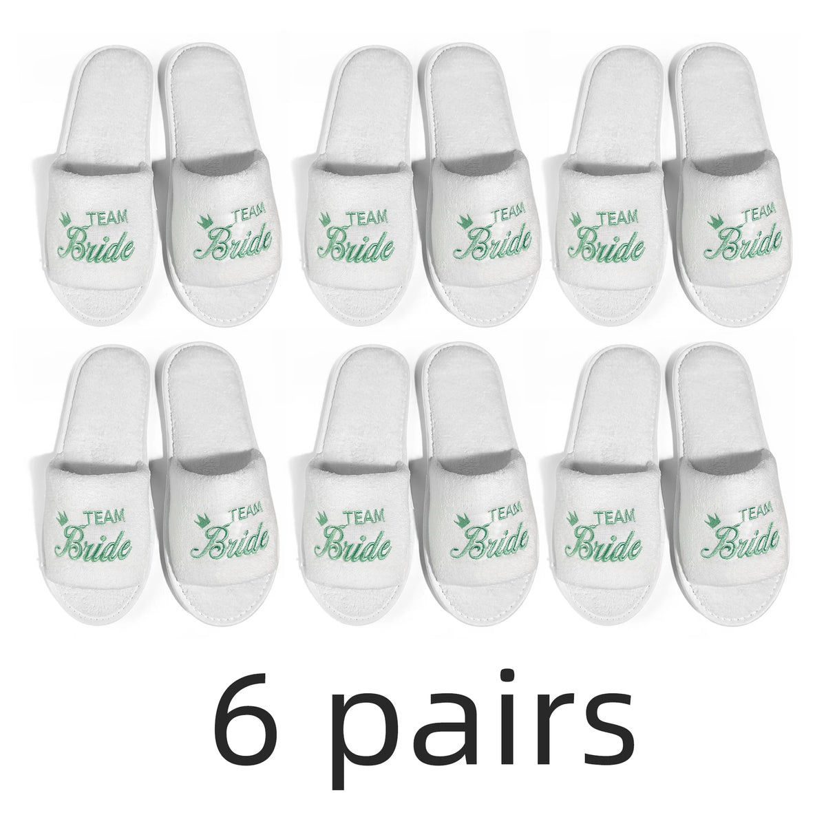 Bride & Bridesmaid, Wedding Party Guests Home Slip On Shoes Bridal Party Slippers Open-toe With Golden, Mint Green and Pink