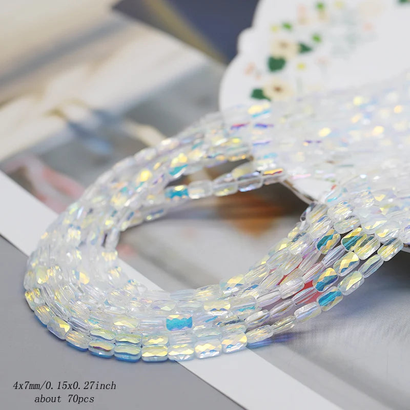 70pcs/lot Color Faceted Square Loose Beads Crystal Glass Beads Faceted Loose Spacer Beads for Jewelry Making DIY