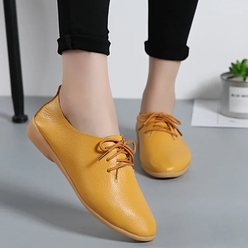 Genuine Leather Summer Loafers Women Casual Shoes Moccasins Soft Pointed Toe Ladies Footwear Women Flats Shoes Female