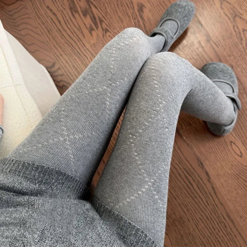 Winter Vintage Grid Tights Women High Waist Elastic Slim Warm Pantyhose 2026 Spring Streetwear Y2K Tights Stocking