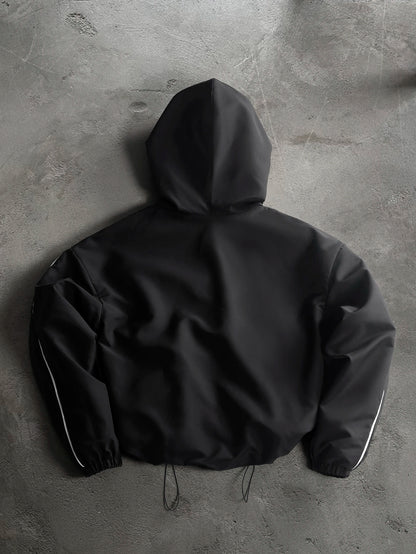 Men's & Women's Cropped Hooded Jacket Y2K Racing Color Block Zip‑Up Streetwear Windbreaker Outerwear S‑2XL