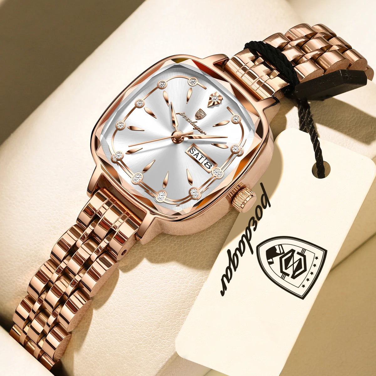 POEDAGAR Luxury Women's Watches Waterproof Week Date Elegant Ladies Wristwatch Stainless Steel Quartz Fashion Women Watch Reloj