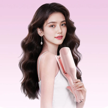 Deep Waver for Short Hair Lightweight, Dual Voltage, Smart Timer Hair Tool Crimper Double Barrel & Adjustable Temps Anti-Scald