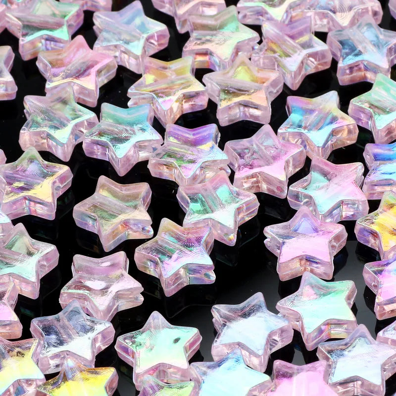 50pcs Transparent AB Color Five-pointed Star Acrylic Beads Loose Spacer Beads for Jewelry Making DIY Craft