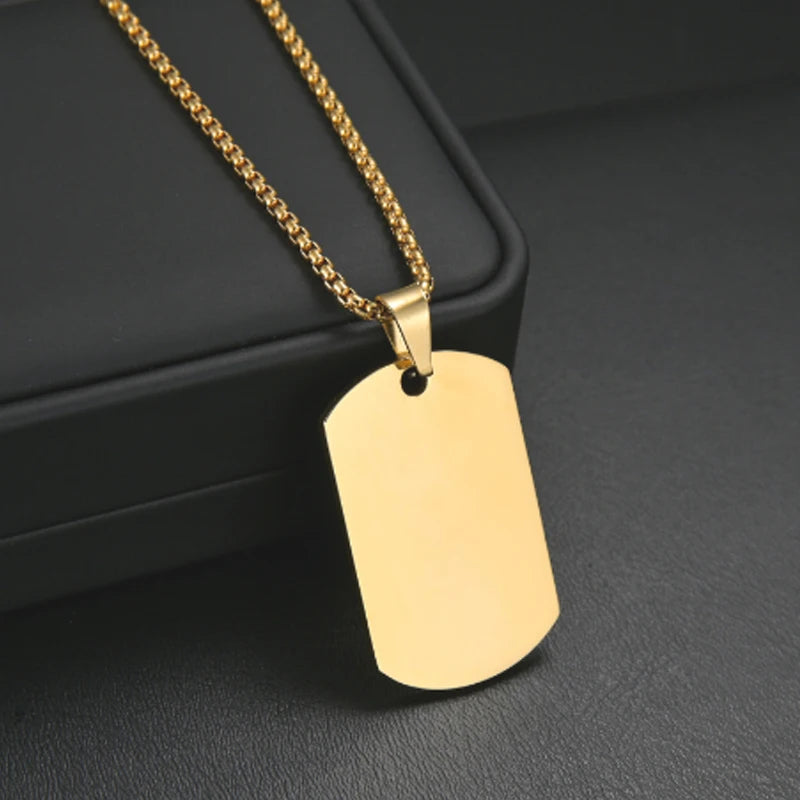 Stainless Steel Jewelry Mens Custom Engraved Name Photo Animal Necklace for Women Personalized Square Pendant Family Party Gift
