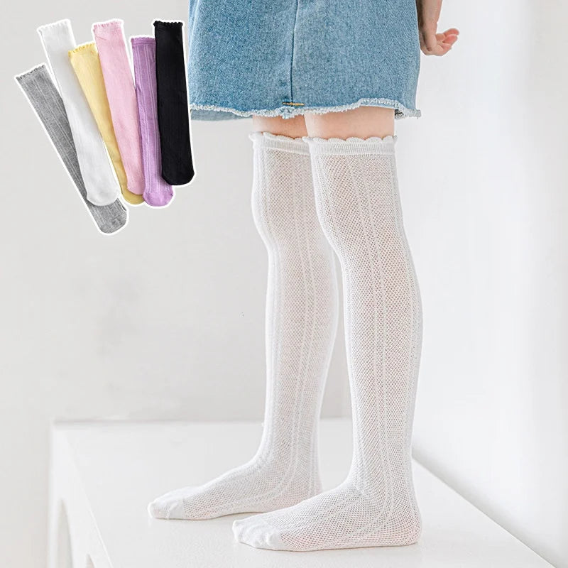 Children's Girl High Long Socks  Princess Mesh School Spring Summer Kids Stockings