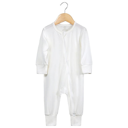 2026 Newborn Baby Bamboo Fiber Romper Solid Breathable Long Sleeve Clothes For 0-24M Boy Girl Jumpsuit Infant Loungewear Pyjamas