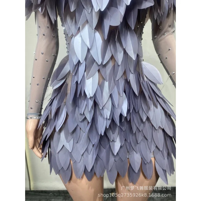 New Fashion Feather Skirt Makeup Ball Skirt Festival Performance Irregular Half Body Skirt Black