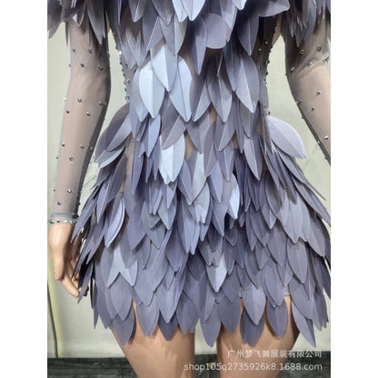 New Fashion Feather Skirt Makeup Ball Skirt Festival Performance Irregular Half Body Skirt Black