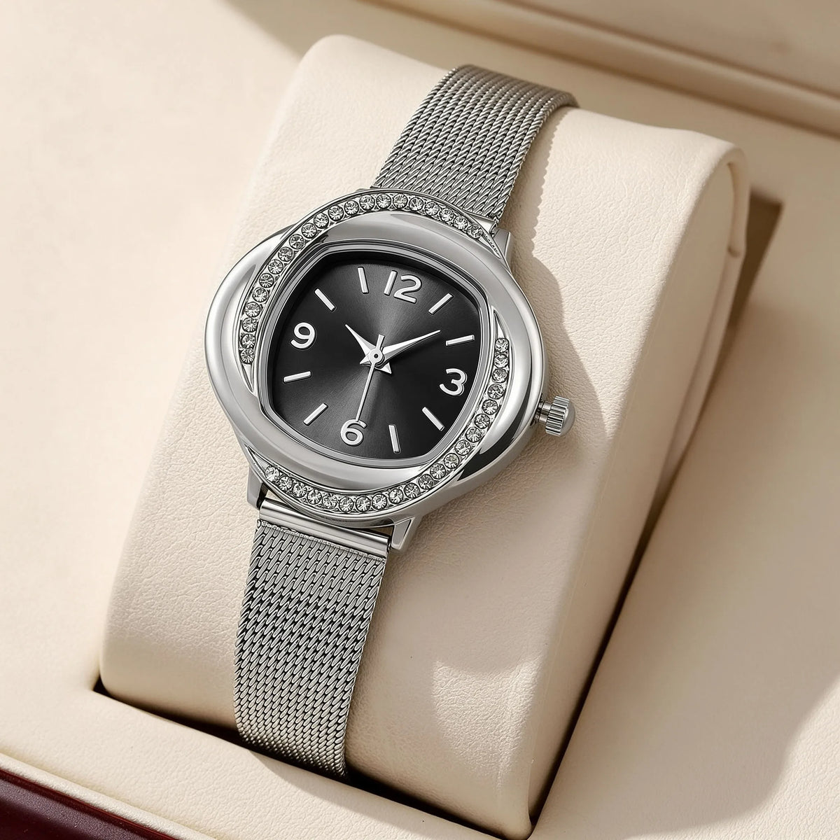Casual Fashion Alloy Mesh Temperament Women Ladies Luxury Quartz Watches Anniversary Gift