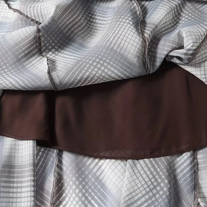 KEYANKETIAN 2024 New Women's Argyle Plaid MIDI Skirt Autumn Retro style Zipper High waist Asymmetrical A Line Ankle-Length Skirt