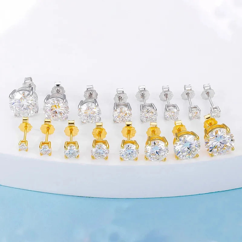 Real 0.1-3CT Test Passed Moissanite Diamond Stud Earrings for Women S925 Silver Platinum Plated Bride Wedding GRA Fine Jewelry