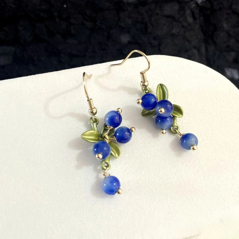Cute Berries Earring Creative Berry And Leaves Design Beaded Earrings For Gifts Wholesale Cute Fruit Earrings Custom Packaging