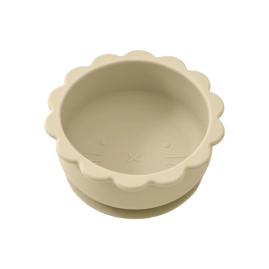 1PC Baby Silicone Bowl Cute Cartoon Lion Shape Baby Tableware Solid Color Baby Food Storage BPA Free Suction Baby Meal Tray