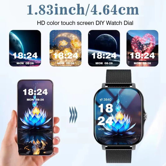 Men Women Smart Watch 1.83''Waterproof Fitness Sports Watch Answer Call Sleep Sport Pedometer Information Alerts Smartwatch HT30