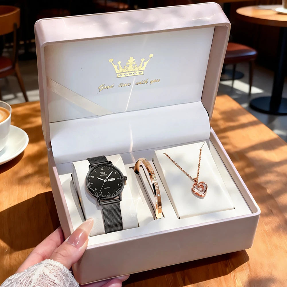 OLEVS Women's Watches for Ladies Female Wrist Watch Leather Band Waterproof Thin Minimalist Casual Simple Dress Analog Quartz