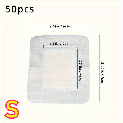 50pcs Large Hypoallergenic Wound Dressing, Non-Woven Medical Adhesive Bandage for First Aid, Breathable Water-Resistant Patch