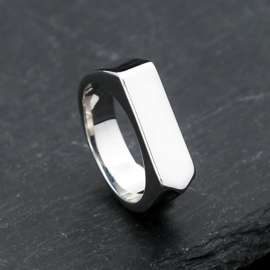 Fashion 316L Stainless Steel Simple Rings For Men Women Punk Hip Hop Square Band Flat Top Signet Ring Charm Party Jewelry Gifts