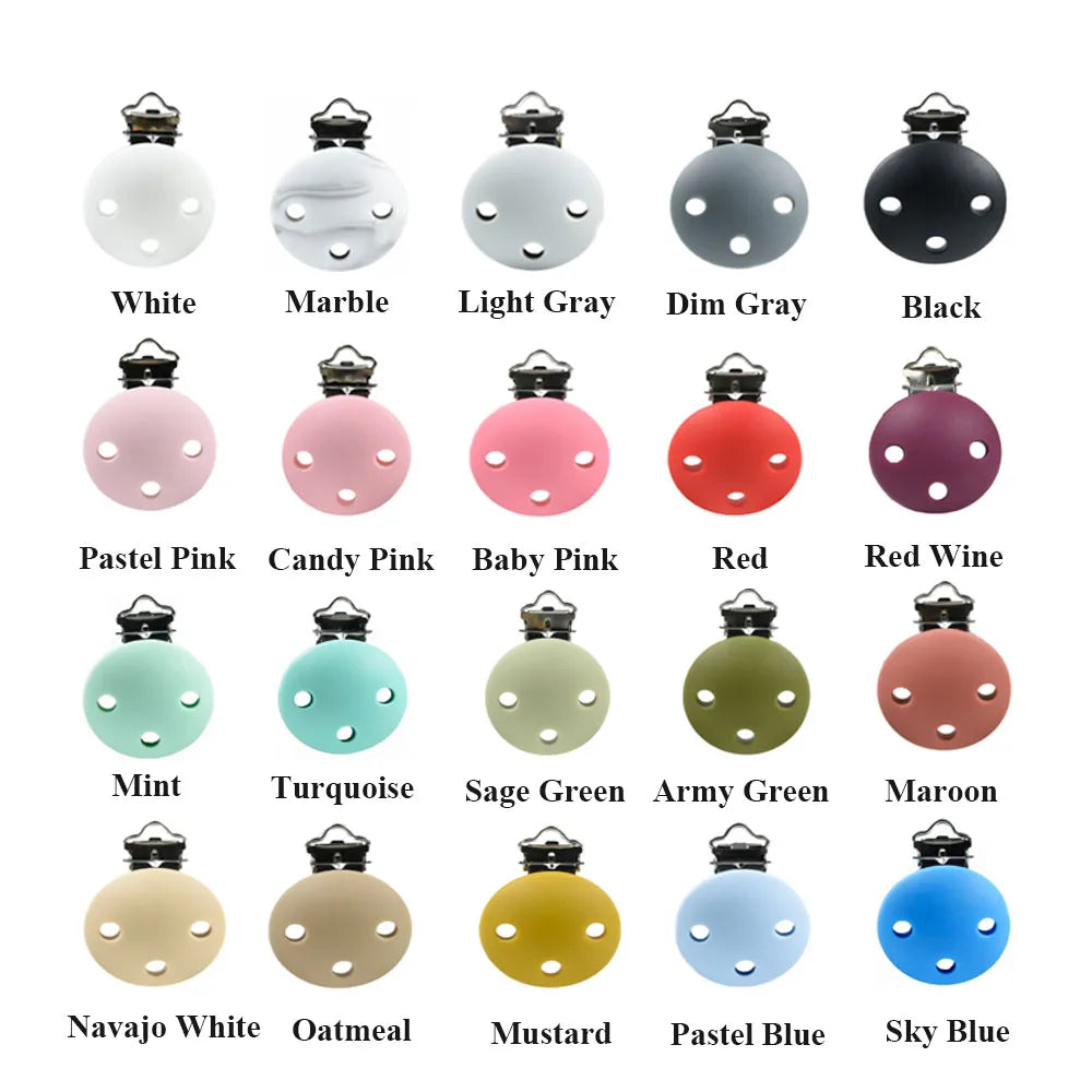10 PCS 35 MM Round Silicone Clips BPA Free Baby Teething Teether Necklace Accessories Infant Pacifier Holder Chain Nipple DIY