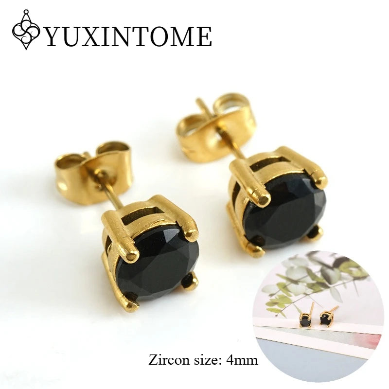 925 Sterling Silver Ear needles Crystal Zircon Small studs Earrings for Women gold-plated round Piercing Earrings New in 2022