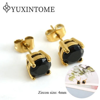 925 Sterling Silver Ear needles Crystal Zircon Small studs Earrings for Women gold-plated round Piercing Earrings New in 2022
