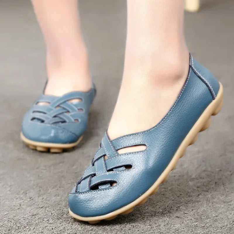 Women Shoes Summer Slip On Leather Casual Shoes Woman 2026 Loafers Women's Ballet Flats Women Moccasins Flat Shoes Female