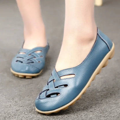 Women Shoes Summer Slip On Leather Casual Shoes Woman 2026 Loafers Women's Ballet Flats Women Moccasins Flat Shoes Female