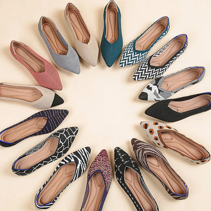 Women's flat shoes 2025 new fashionable patterns with various beautiful colors knitted breathable shoes