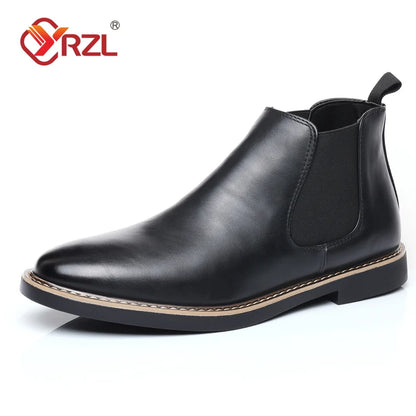 YRZL 39~47 Men Chelsea Boots Brand Retro Comfortable PU Leather Ankle Boots Men 2025 Fashion Black Brown Mens Boots
