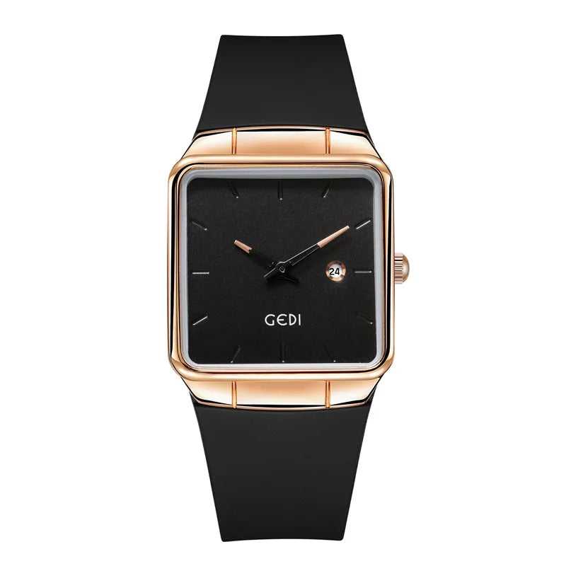 Fashion GEDI Top Brand Minimalist High Appearance Silicone Large Plate Calendar Women's Waterproof Quartz Gifts Wrist Watches