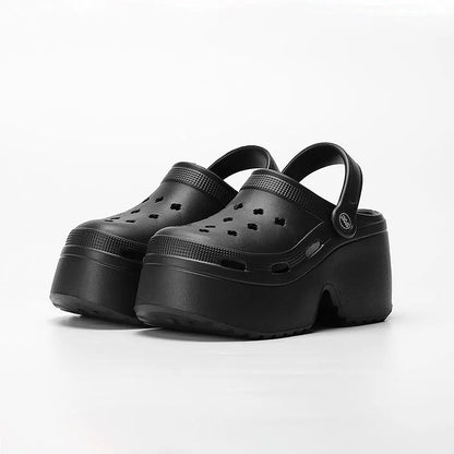 Home Slipper Platform High Heel Wedge Clog Woman charm Sandal Flip Flops Beach Chunky House Cloud Shoe Female Slides Outdoor