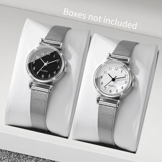 1PC/2PCS Fashion Women Watches Ladies Simple Mesh Band Quartz Watch Reloj Mujer（Without Box）