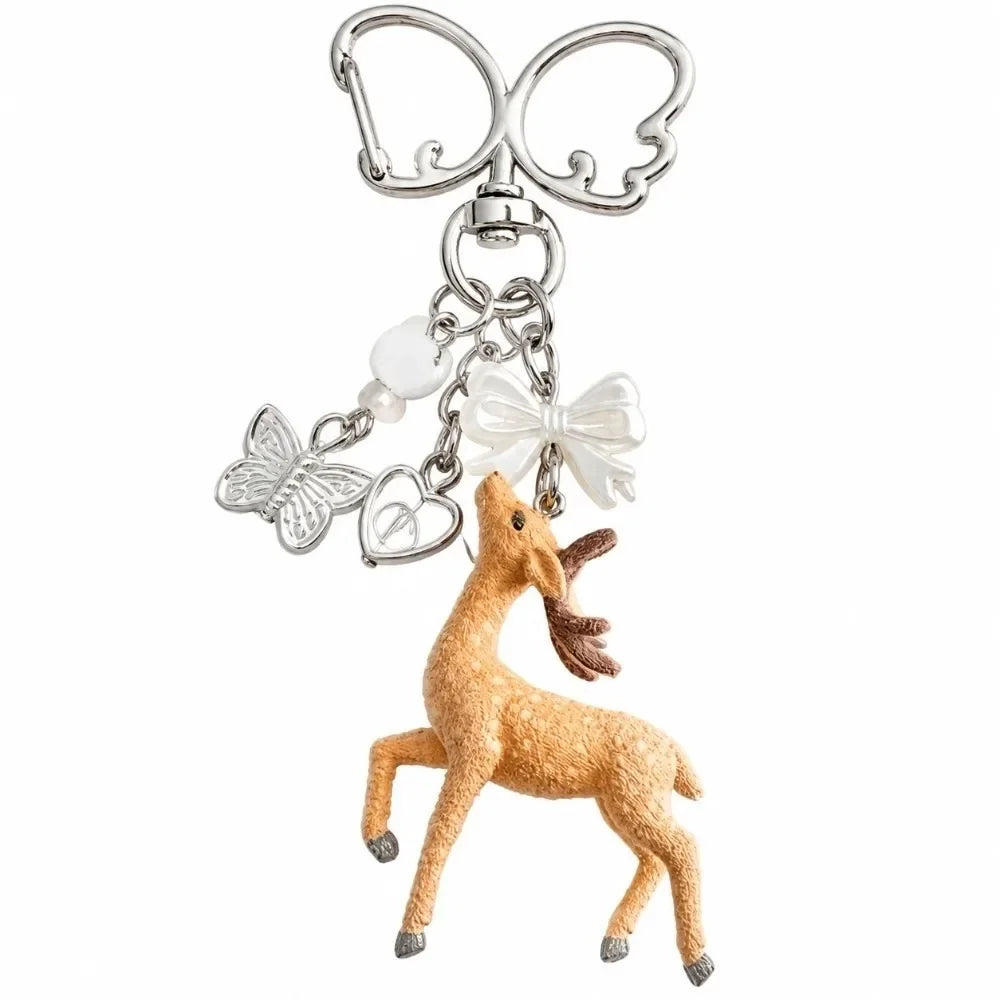 Cute Portable Deer Keychain 11.5cm Length Korean Style Phone Charms Handmade DIY Bead Case