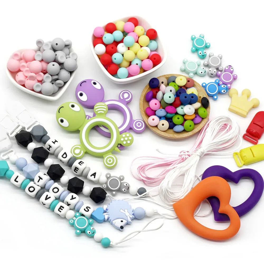 Cute-idea 10pcs/Lot Silicone Beads Teether Pacifier Nursing Chain Food Grade Teething Handmade Chewable Accessory Baby Product