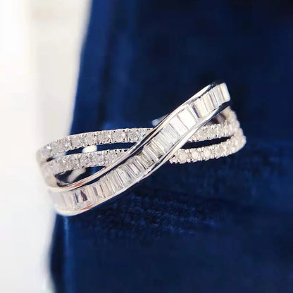 Exquisite Female Rings 925 Sterling Silver Cross Shaped Infinity Finger Rings for Women Crystal Zircon Bridal Wedding Jewelry