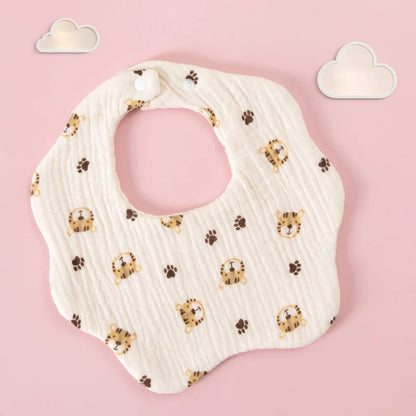 Baby Gauze Bibs Pure Cotton Class A Saliva Towel Milk Spilt Prevent Grass and Wood Dyed 360 Degrees Newborn Bib