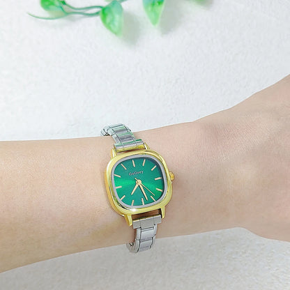 Stainless Steel Strap Width 9mm Women Men Square Shape Quartz Watch Fashion Creativity Hand Chain Wristwatch Birthday Party Gift