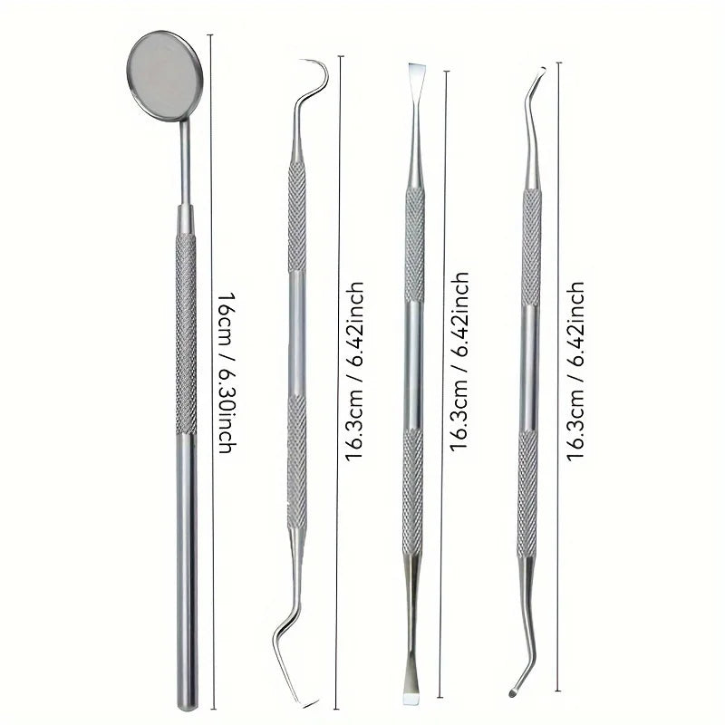 Stainless Steel Oral Cleaning Tool Set, Home Teeth Cleaning Kit With Storage Box, No Odor