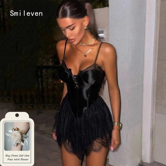 Smileven Luxury A Line Short Prom Dress Lace Elegant Gowns for Gala Party Spaghetti Strap Evening Dress Customized 2026