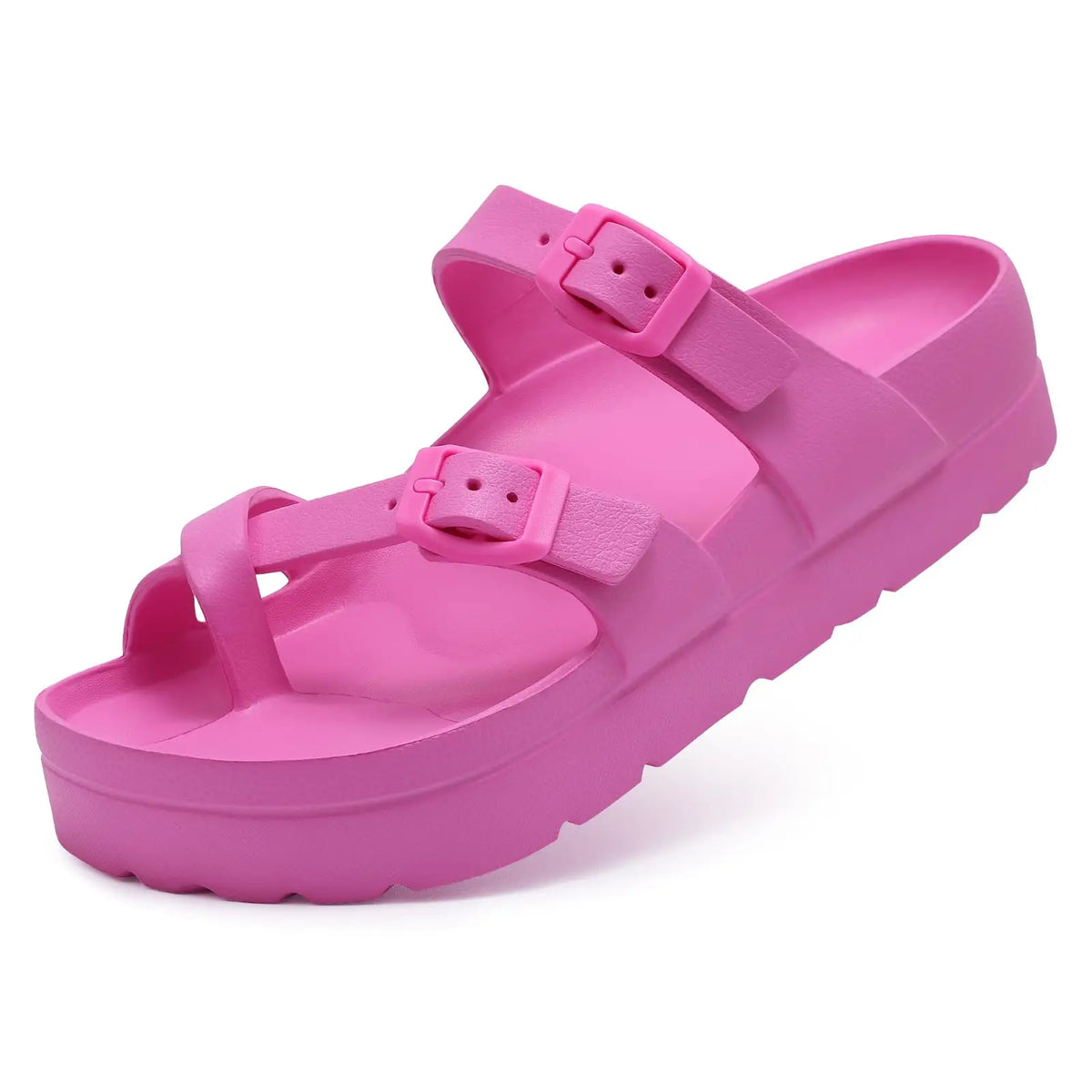 Comwarm New Women's Platform Sandals With Arch Support Lightweight Slip on Eva Slides Summer Beach Sandal with Adjustable Buckle