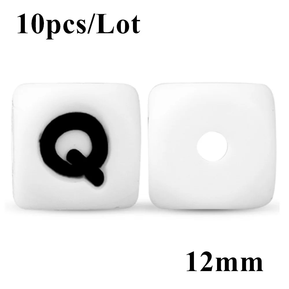 Kovict 10~50Pcs/Lot Silicone Letters Bead 12mm English Alphabet Beads For Jewelry Making DIY Personalized Name Chain Accessories
