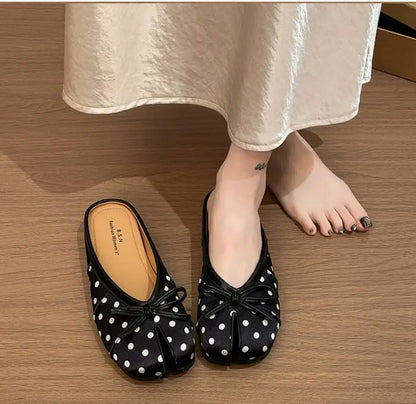 Fashion Bowknot Split Toe Women Tabi Ninja Ballet Flats Slippers Comfortable Walking Loafers Sweet Ladies All-match Mules Shoes