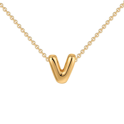 Dainty Mini Bubble Letter Necklace Gold Plated Balloon Initial Tiny Small Pendent Necklaces for Women Jewelry Teen Girls Gifts
